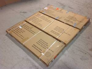 lot 35 image: Lot of 3 Assorted 48 in. Solid Wood Work Surface for Regular Duty Welded Steel Garage Storage System by Husky Customer Returns See Pictures