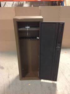 lot 40 image: Combat 8-Gun Cabinet, Black by SURELOCK Dented on top Customer Returns See Pictures