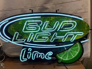 lot 3 image: Bud Light Lime Neon Sign 20 12 X 35  in