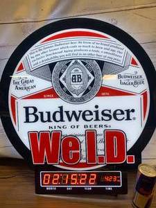 lot 5 image: New Budweiser We ID Lighted Sign 21 34 inches Tall