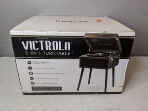 lot 110 image: New Victrola Bluetooth Record Player Stand with 3-Speed Turntable - N