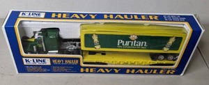 lot 200 image: NEW K-Line Electric Trains Heavy Hauler Tractor Trailer Flat Car Set Puritan Co. - D