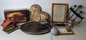 lot 393 image: Music Box, Platter, Candle Holders, & More - P