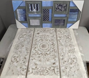 lot 198 image: Wooden Mandala White 3D Embellished Canvas Wall Art & Melannco 7-Opening Collage Frame - N
