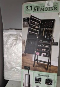 lot 268 image: Lot of 2 Mirrors 3 in 1 Makeup & Jewelry Armoire and Belle Maison Classic Beaded Mirror - N
