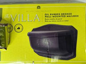 lot 263 image: NEW The Villa Oil Rubbed Bronze Wall-Mounted Mailbox - N