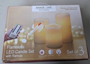lot 275 image: Manor Lane Flameless LED Candle Set with Remote - N