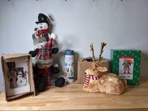 lot 294 image: Lot of Christmas Decorations from National Tree Company and Kohls Santa, Snowmen, Reindeer and More - N