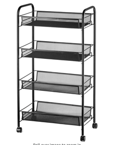 lot 247 image: 4-Tier Mesh Wire Rolling CartKitchen Trolley - N