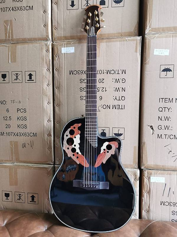 lot 223 image: Ktone 6 String Acoustic Guitar With Gig Bag (Guitar Has Damage See Photos) Model 5015BK