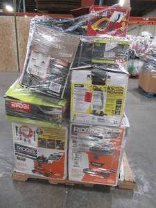 lot 209 image: MIXED PALLET (10 Pieces) OF SHOP VACS, SAWS, ELECTRIC LAWNMOWERS  AND MORE