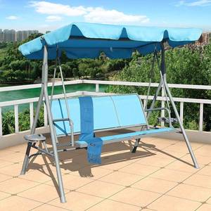 lot 207 image: Tatayosi 3-Person Metal Outdoor Patio Swing Canopy Model HM-H-GSW011-BL