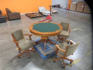 lot 110 image: Coaster Furniture Mitchell  3-in-1 Oak Game Table And Chairs Set (Scratch & Dent See Photos) Model 100201-S5