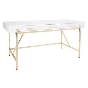 lot 126 image: Mercer41 Vallee Desk with Built in Outlets Model BWY64-WH (Scratch & Dent)