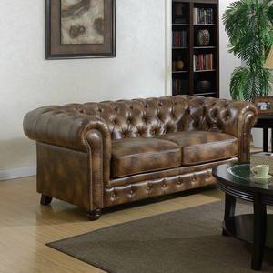 lot 127 image: Williston Forge Natasa 72 Faux Leather Rolled Arm Chesterfield Sofa