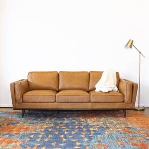 lot 136 image: Steelside Lidia 88 Genuine Leather Square Arm Sofa Model ACIP1173