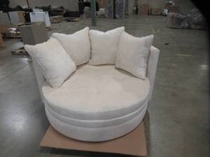 lot 129 image: Home by Sean & Catherine Lowe Kennedy 64 Polyester Barrel Chair Model HSCL1001 (needs Cleaning)