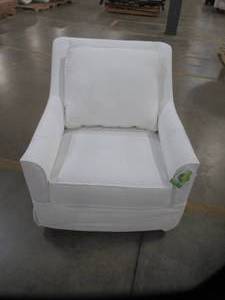 lot 142 image: Klausser Bella 30 Wide Cotton Swivel Armchair Model CSTM3073 (Upholstery Needs Cleaning)