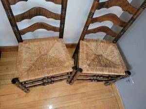 lot 32 image: Ladder Back Rush Seat Chairs