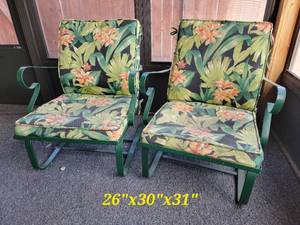 lot 13 image: Tropical Steel Frame Patio Chairs