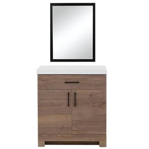 lot 21 image: Glacier Bay Fallsburg 30.5 in. W x 18.75 in. D x 34.14 in. H Single Sink Bath Vanity in Halifax Oak with White Top and Mirror