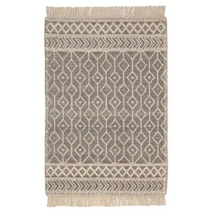 lot 98 image: Home Decorators Collection Winchester CreamBlack 5 ft. x 7 ft. Wool Area Rug