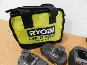 lot 10 image: RYOBI ONE HP 18V  Cordless 12 in. DrillDriver Kit with (2) 1.3 Ah Batteries, Charger and Bag