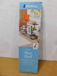 lot 37 image: Whitmor Gunmetal 3-Tier Angled Shoe Shelves