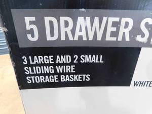 lot 55 image: Everbilt 34.76 in. H x 21.50 in. W White Steel 5-Drawer Close Mesh Wire Basket