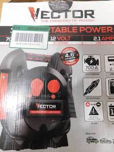 lot 4 image: Vector 700 Peak Amp Portable Car Jump Starter with USB Power Station