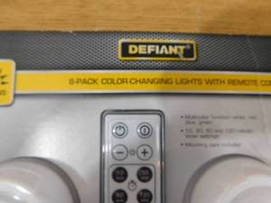 lot 6 image: Defiant Remote Control 3.11 in. LED White Color Changing Puck Light (8-Pack)