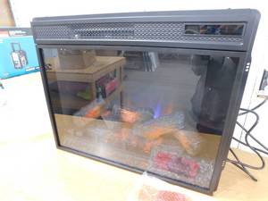 lot 57 image: 28 Inch Electric Fireplace Insert, Three 3D Color with Log and Flame, Indoor Heater with Timer&Remot Control, Adjustable Flame Speed, Touch Screen, 750W1500W