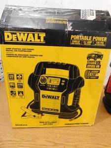 lot 123 image: DEWALT 1400 Peak Amp Portable Car Jump Starter with Digital Compressor