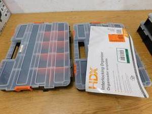 lot 130 image: HDX 15-Compartment Interlocking Small Parts Organizer in Black (2-Pack)