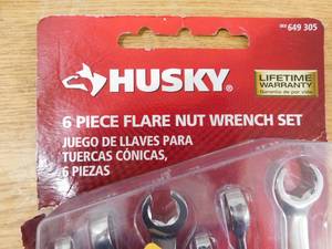 lot 136 image: Husky SAE & MM Flare Nut Wrench Set (6-Piece)
