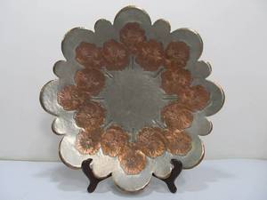 lot 22 image: Signed Vintage Hammered Copper Serving Tray