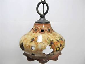 lot 37 image: Vintage Painted Ceramic Hanging Light Fixture Lamp