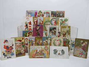 lot 51 image: Lot of Antique Christmas Postcards w Santa Claus