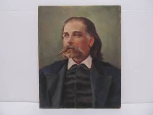 lot 54 image: Original Antique Portrait Painting of Famous Author Josh Billings (Henry Wheeler Shaw)