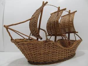 lot 101 image: Large Woven Wicker Pirate Ship