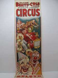 lot 102 image: Old Vintage Beatty & Cole Circus Poster - Duluth