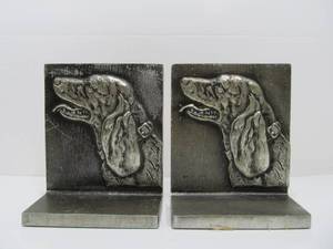 lot 108 image: Vintage Signed Bruce Fox Aluminum Spaniel Dog Bookends