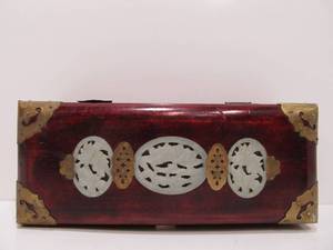 lot 113 image: Chinese Jewelry Box wBrass & Stone