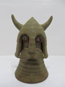 lot 115 image: Vintage Signed Art Pottery Viking Head Sculpture
