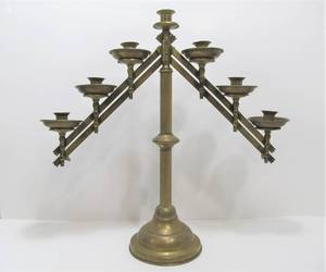 lot 116 image: Large Old Vintage Heavy Brass Candelabra