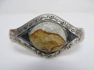 lot 131 image: Southwestern Sterling Silver & Jasper Cuff Bracelet