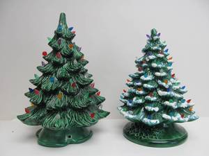 lot 143 image: 2 Vintage Ceramic Christmas Trees