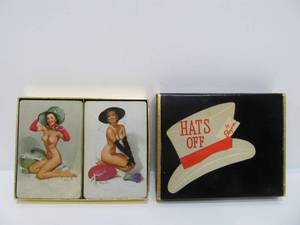 lot 234 image: Excellent Complete Set of Vintage GIL ELVGREN Hats Off Double Deck Playing Card Set