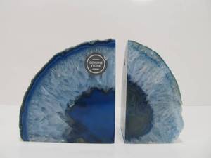 lot 177 image: Large Blue Stone Bookend Set