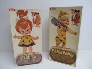 lot 151 image: Excellent LARGE Vintage Ideal FLINTSTONES Dolls - Pebbles & Bam Bam